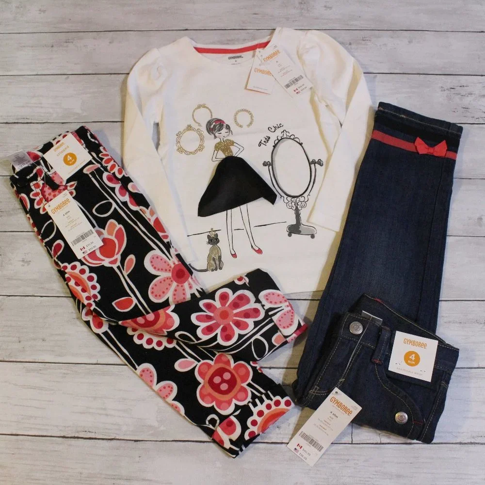 Gymboree Girl Jeans Top Size 4T 4 Slim Lot